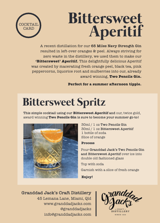 Granddad Jacks Craft Distillery Bittersweet Aperitif (October 2019)